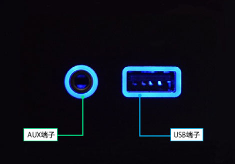 自動車用USB、AUX端子レンズ照明
